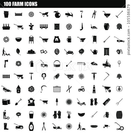 100 farm icon set. Simple set of 100 farm vector icons for web design isolated on white background 105586879