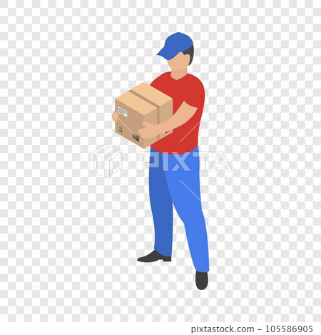 Man take delivery box icon. Isometric of man take delivery box vector icon for on transparent background 105586905