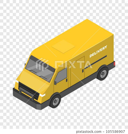 Delivery yellow truck icon. Isometric of delivery yellow truck vector icon for on transparent background Delivery yellow truck icon. Isometric of delivery yellow truck vector icon for on transparent background 105586907