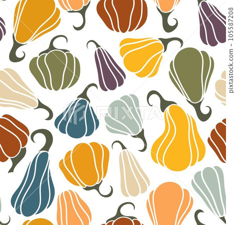 Colored pumpkin seamless pattern 105587208