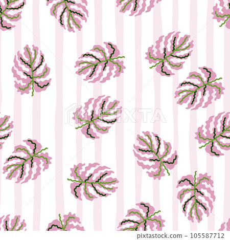 Abstract tropical monstera leaves seamless pattern. Jungle palm leaf decorative backdrop. 105587712