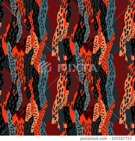 Creative funny textured leopard skin seamless pattern. Trendy animal fur wallpaper. Abstract camouflage background. Creative funny textured leopard skin seamless pattern. Trendy animal fur wallpaper. Abstract camouflage background. 105587723