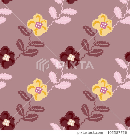 Small flower seamless pattern. Abstract floral ornament. Simple botanical backdrop. 105587756