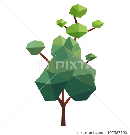 Abstract low poly tree icon isolated. Geometric forest polygonal style. 3d low poly symbol. Stylized eco design element. 105587760