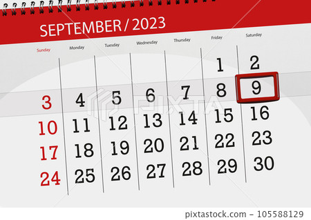 Calendar 2023, deadline, day, month, page, organizer, date, September, saturday, number 9 Calendar 2023, deadline, day, month, page, organizer, date, September, saturday, number 9 105588129
