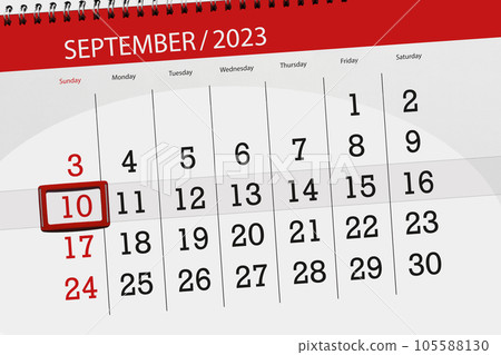 Calendar 2023, deadline, day, month, page, organizer, date, September, sunday, number 10 Calendar 2023, deadline, day, month, page, organizer, date, September, sunday, number 10 105588130