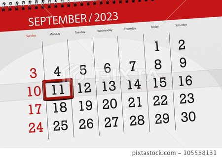 Calendar 2023, deadline, day, month, page, organizer, date, September, monday, number 11 105588131