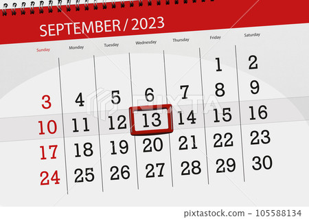 Calendar 2023, deadline, day, month, page, organizer, date, September, wednesday, number 13 Calendar 2023, deadline, day, month, page, organizer, date, September, wednesday, number 13 105588134