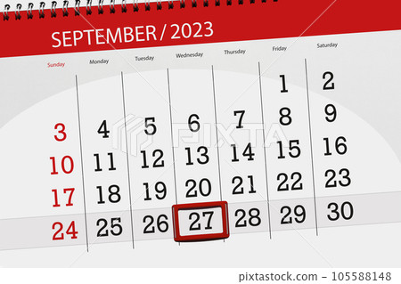 Calendar 2023, deadline, day, month, page, organizer, date, September, wednesday, number 27 105588148