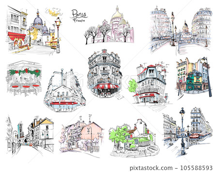 Set of Parisian landmarks, France Set of Parisian landmarks, France 105588593