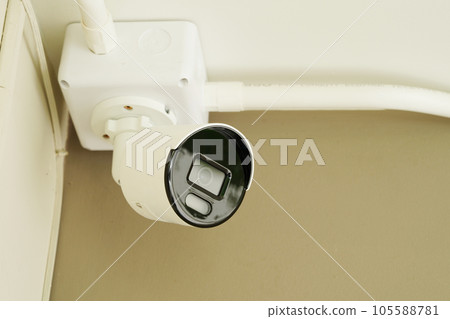 CCTV security camera system outdoor in private house or village, Closed Circuit Television System. 105588781