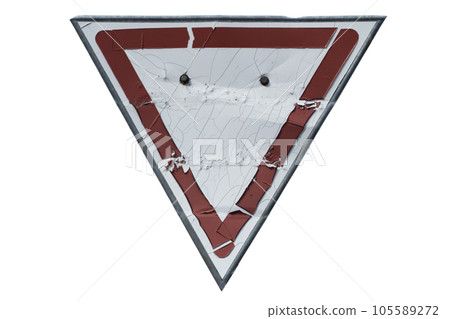 Old road sign 'Yield' ('Give way') isolated on white Old road sign 'Yield' ('Give way') isolated on white 105589272