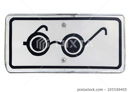 Blind pedestrians supplemental square road sign isolated on white. 105589405