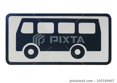 'Buses only' supplemental road sign isolated on white. 105589407
