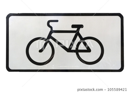 Bicycle supplemental square road sign isolated on white. Bicycle supplemental square road sign isolated on white. 105589421