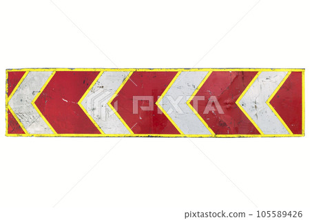 Red-white left Arrow Direction Sign isolated on white. 105589426
