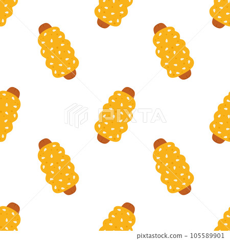 fast food vector seamless pattern with sausage in dough fast food vector seamless pattern with sausage in dough 105589901
