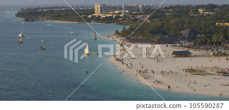 aerial view of Kendwa sandy beach at evening aerial view of Kendwa sandy beach at evening 105590287