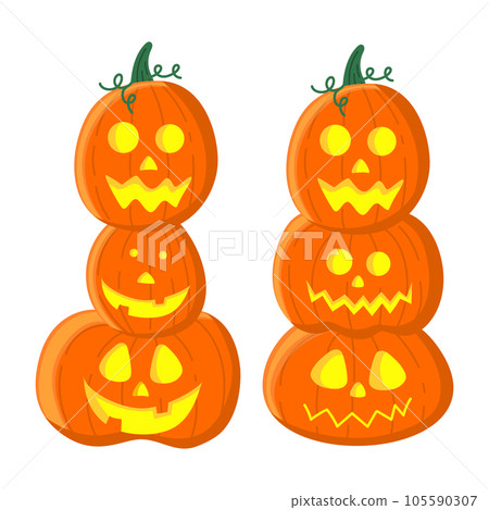 The composition of cute orange pumpkins for Halloween is isolated on a white background. The composition of cute orange pumpkins for Halloween is isolated on a white background. 105590307