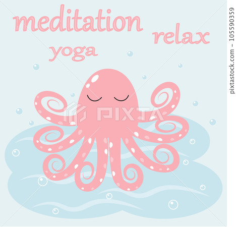 Vector illustration pink octopus yoga relax meditation on barbie pink trendy background Vector illustration pink octopus yoga relax meditation on barbie pink trendy background 105590359