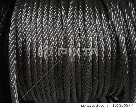 Galvanized steel wire rope in bobbin texture background Galvanized steel wire rope in bobbin texture background 105590577