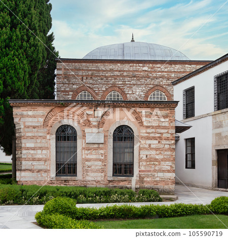 Back facade of 16th century Agalar Mosque, inside Topkapi Palace complex, Istanbul, Turkey Back facade of 16th century Agalar Mosque, inside Topkapi Palace complex, Istanbul, Turkey 105590719