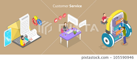 3D Isometric Flat Vector Conceptual Illustration of Customer Service 105590946