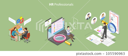 3D Isometric Flat Vector Conceptual Illustration of HR Professionals 3D Isometric Flat Vector Conceptual Illustration of HR Professionals 105590963