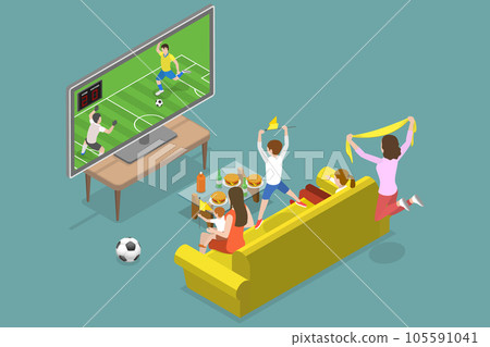 3D Isometric Flat Vector Conceptual Illustration of Soccer Watching 3D Isometric Flat Vector Conceptual Illustration of Soccer Watching 105591041