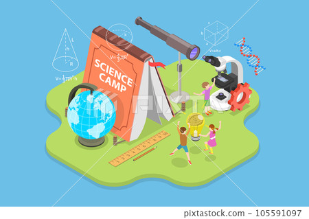 3D Isometric Flat Vector Conceptual Illustration of Science Camp 3D Isometric Flat Vector Conceptual Illustration of Science Camp 105591097