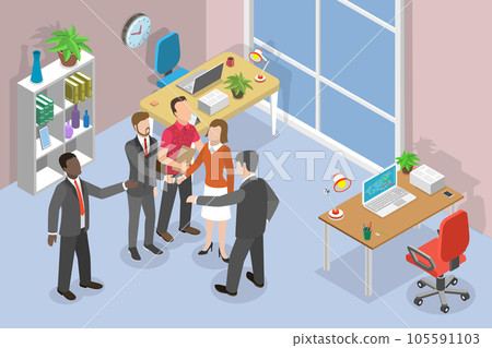 3D Isometric Flat Vector Conceptual Illustration of Company Culture 105591103