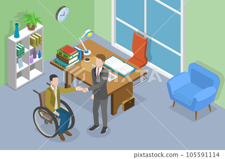 3D Isometric Flat Vector Conceptual Illustration of Hiring People With Disabilities 3D Isometric Flat Vector Conceptual Illustration of Hiring People With Disabilities 105591114
