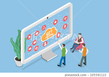 3D Isometric Flat Vector Conceptual Illustration of OTT Platform 3D Isometric Flat Vector Conceptual Illustration of OTT Platform 105591122