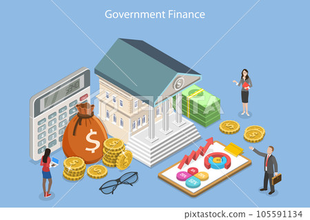 3D Isometric Flat Vector Conceptual Illustration of Government Finance 3D Isometric Flat Vector Conceptual Illustration of Government Finance 105591134