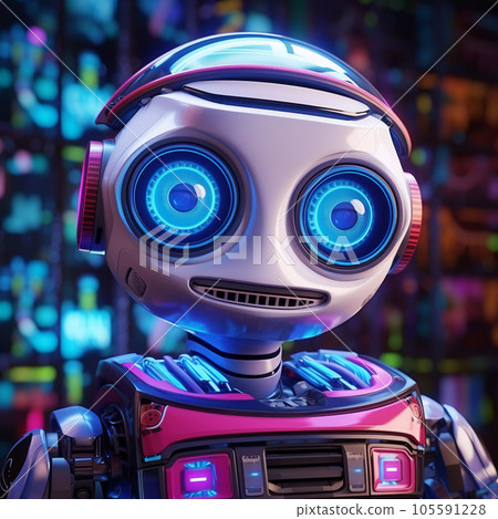 Retro Futuristic Robot Character Retro Futuristic Robot Character 105591228