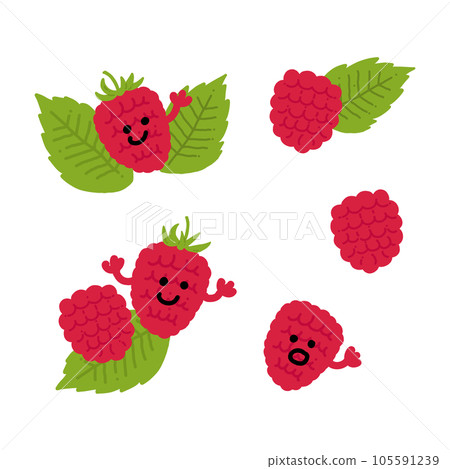 覆盆子人物手繪彩色插畫素材 105591239