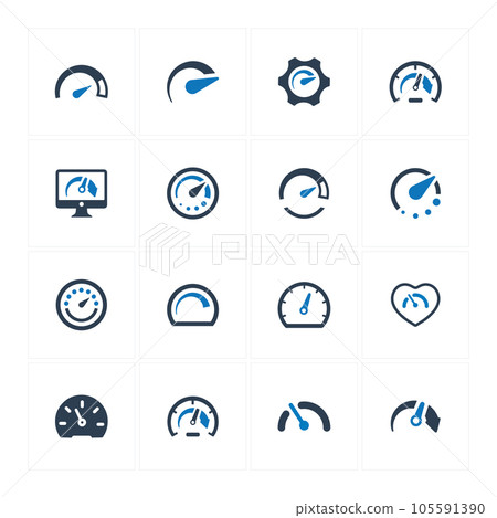 Speedometer Icons_ Blue Version 105591390