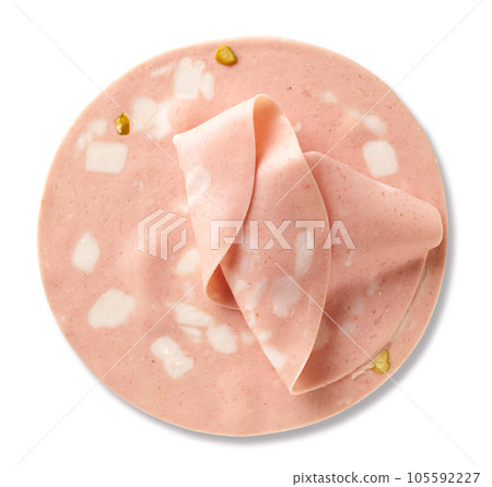 slices of pork sausage with pistachios slices of pork sausage with pistachios 105592227