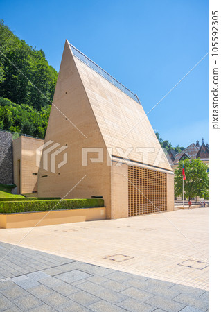 The Landtag of the Principality of Liechtenstein - building of Parliament in Vaduz, Liechtenstein The Landtag of the Principality of Liechtenstein - building of Parliament in Vaduz, Liechtenstein 105592305