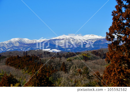 Adatara mountain range seen from Nihonmatsu Castle Park, Nihonmatsu City, Fukushima Prefecture Adatara mountain range seen from Nihonmatsu Castle Park, Nihonmatsu City, Fukushima Prefecture 105592582