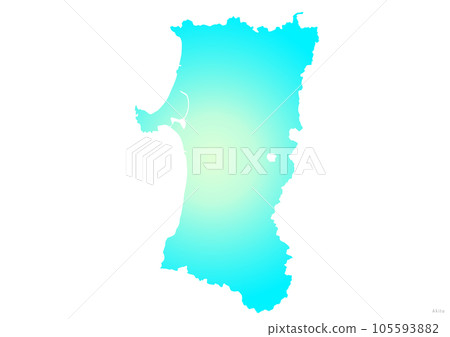 Akita prefecture map illustration marine blue light blue yellow 105593882