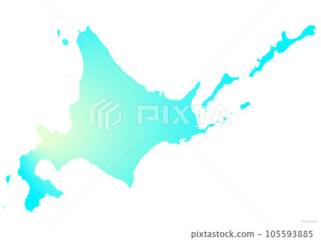 Hokkaido road map illustration marine blue light blue yellow 105593885