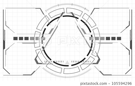 HUD sci-fi interface screen monochrome view design virtual reality futuristic technology display vector 105594296