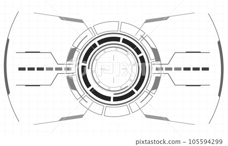 HUD sci-fi interface screen monochrome view design virtual reality futuristic technology display vector 105594299