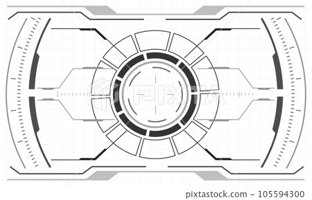 HUD sci-fi interface screen monochrome view design virtual reality futuristic technology display vector illustration. 105594300