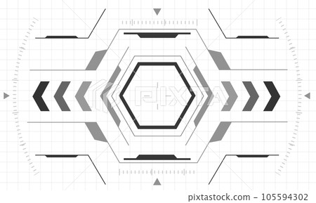 HUD sci-fi interface screen monochrome view design virtual reality futuristic technology display vector 105594302