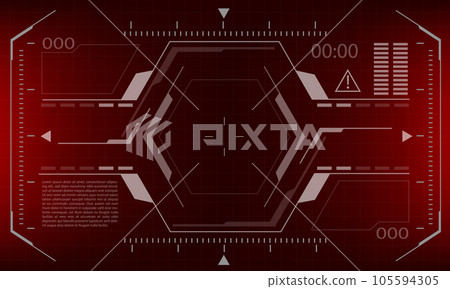 HUD sci-fi interface screen view red danger design virtual reality futuristic technology display vector 105594305