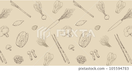 秋冬蔬菜手繪插畫背景鋼筆劃線稿 秋冬蔬菜手繪插畫背景鋼筆劃線稿 105594783