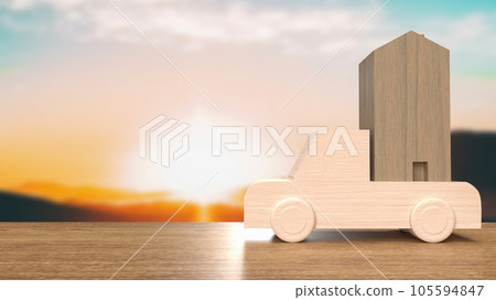 The van truck and home for property concept 3d rendering The van truck and home for property concept 3d rendering 105594847