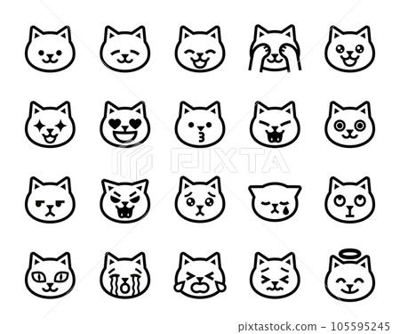 Cute cat face emoji vector icon set with various expressions 105595245